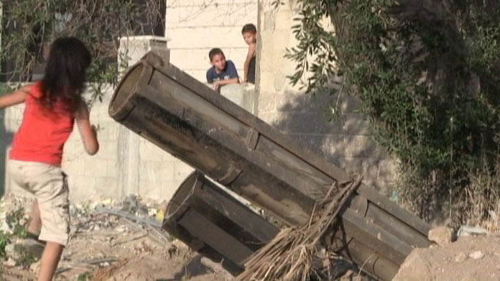 Israel and the Gaza Strip: Why Economic Sanctions Are Not Collective Punishment Rocket launcher located in Gaza City, 50 meters from where most international reporters were staying and 100 meters from a clearly marked UN building. (France24)